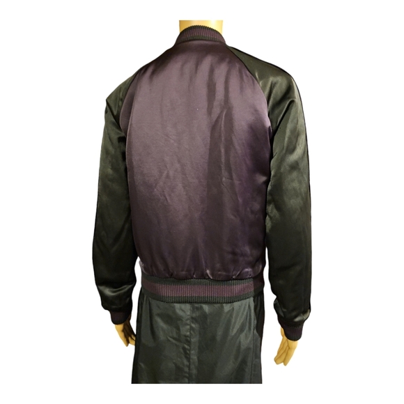 Aritzia Talula Satin Bomber Jacket - Purple and Black - Picture 4 of 10